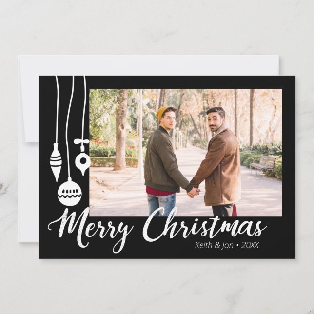 Modern Doodle Photo Helgdag Card Julkort (Framsida)