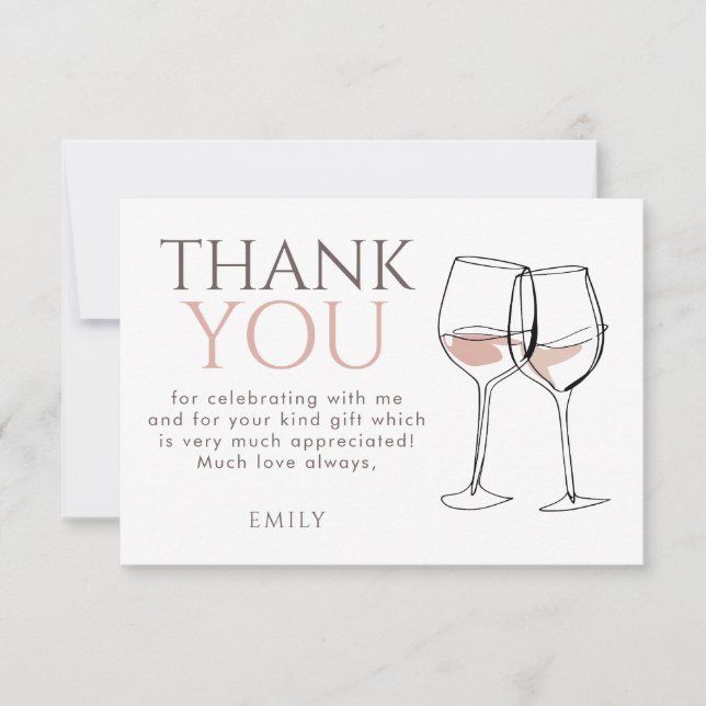 Modern Doodle Wine Glasses Thank You Bridal Shower Tack Kort (Framsida)