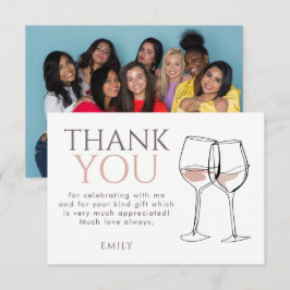 Modern Doodle Wine Photo Thank You Bridal Shower Tack Kort