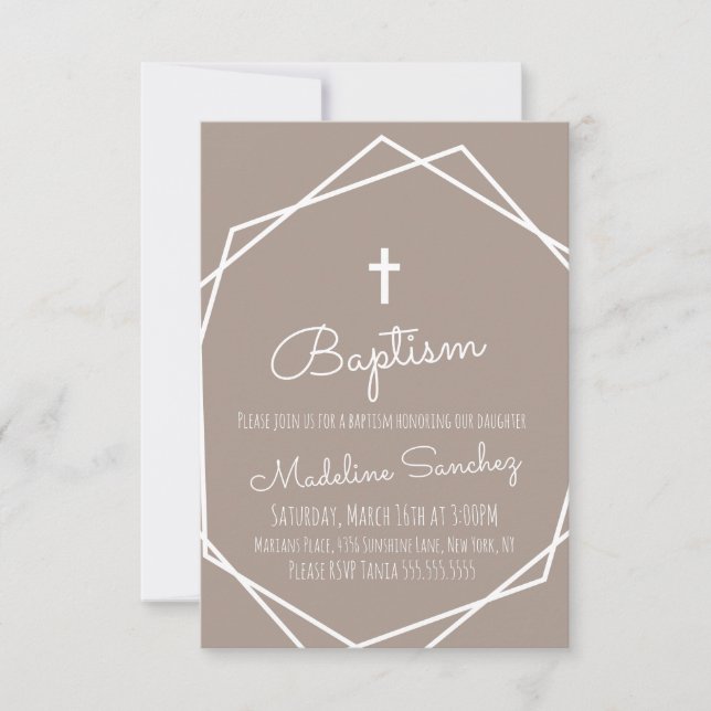 Modern dop inramad babyinvigning inbjudan (Framsida)