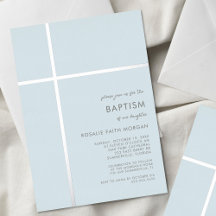 Modern dopinvitation med silverkors