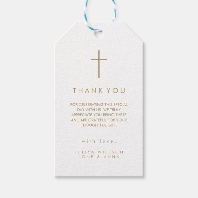 Modern dopkors i guld Foto  Presentetikett (Framsidan)