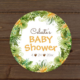 Modern dosoaur White Baby Shower-kuvertförsegling Runt Klistermärke