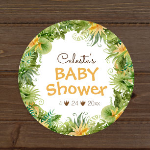 Modern dosoaur White Baby Shower-kuvertförsegling Runt Klistermärke