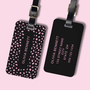 Modern Dots Black Rosa Bagagebricka