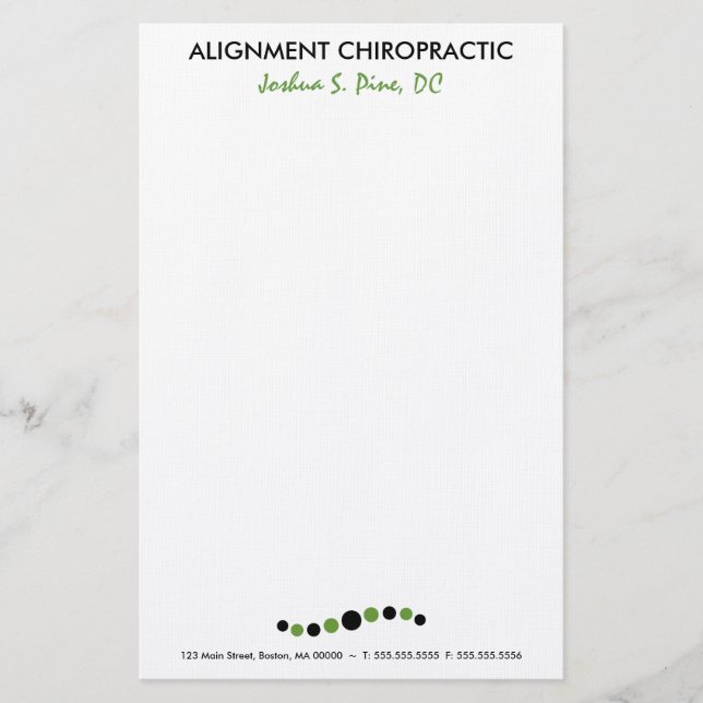 Modern dots Chiropraktic Stationery Brevpapper (Framsida)