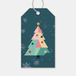 Modern Dots Christmas Tree Gift Tag Presentetikett