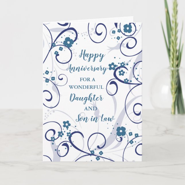 Modern dotter & son i Law Bröllop-årsdagen Kort (Framsida)
