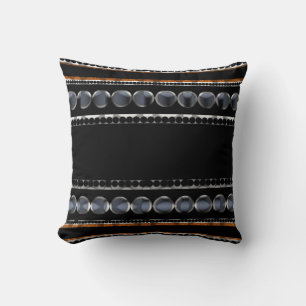 Modern Dotty Rand Black+Grått Mönster Cushion Kudde