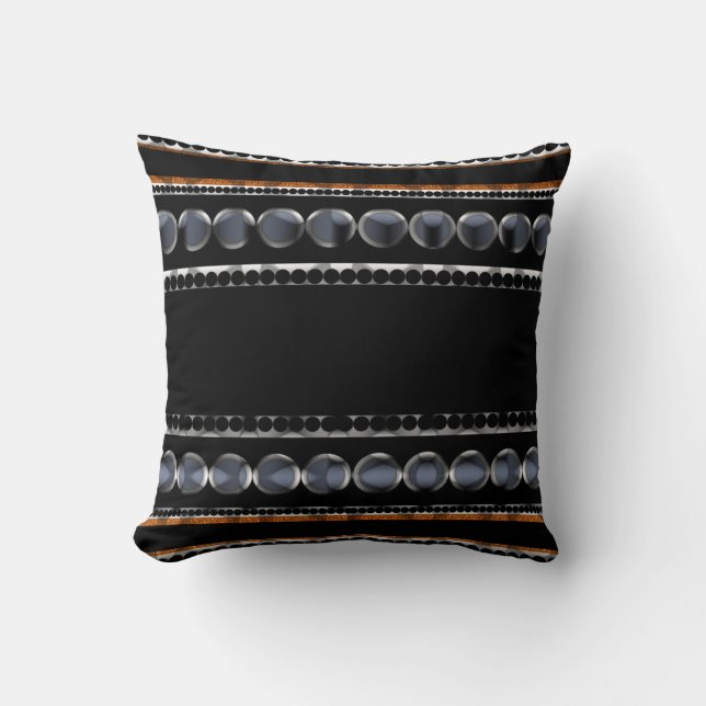 Modern Dotty Rand Black+Grått Mönster Cushion Kudde (Framsida)