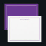 Modern Double Border Purple Stationery Anteckningskort<br><div class="desc">This design features a thin double border with space for a name/text at the top. Click the customize button if you would like to adjust the design elements and/or further modify the text! Variations of this design, additional colors, as well as coordinating products are available in our shop, zazzle.com/store/doodlelulu. Contact...</div>