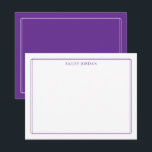 Modern Double Border Purple Stationery Anteckningskort<br><div class="desc">This design features a thin double border with space for a name/text at the top. Click the customize button if you would like to adjust the design elements and/or further modify the text! Variations of this design, additional colors, as well as coordinating products are available in our shop, zazzle.com/store/doodlelulu. Contact...</div>