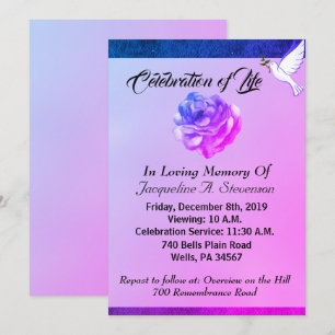 Modern Dove Christian Memorial Service-inbjudan