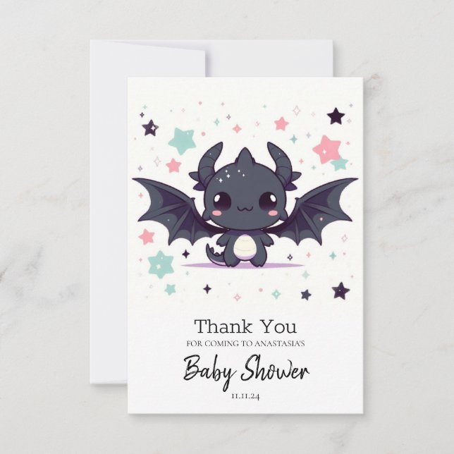 Modern Dragon Baby Shower Tack Kort (Framsida)