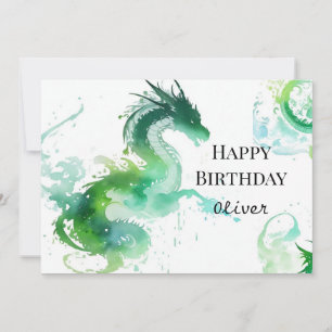 Modern Dragon Magic Birthday Kort