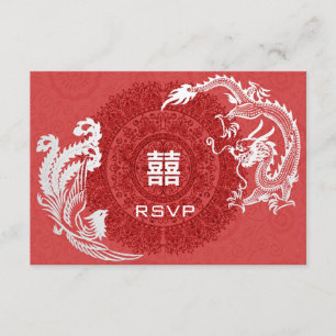 Modern dragon-Phoenix Chinese Bröllop OSA Kort