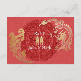 Modern Dragon-Phoenix Chinese Bröllop OSA Red Kort