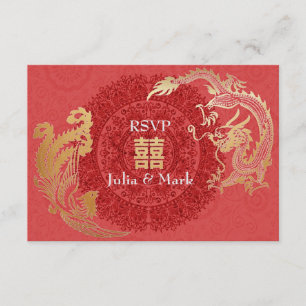 Modern Dragon-Phoenix Chinese Bröllop OSA Red Kort