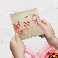 Modern Drak-Dragon Feng Shui Kinesisk Bröllop Guld