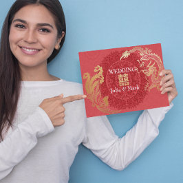 Modern Drak-Dragon Feng Shui kinesisk bröllopsinbj Inbjudningar