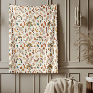 Modern Dreamy Boho Rainbow Soft Muted Färg Fleecefilt