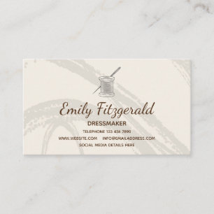 Modern Dressmaker Seamstress Nål Thread Cream Visitkort