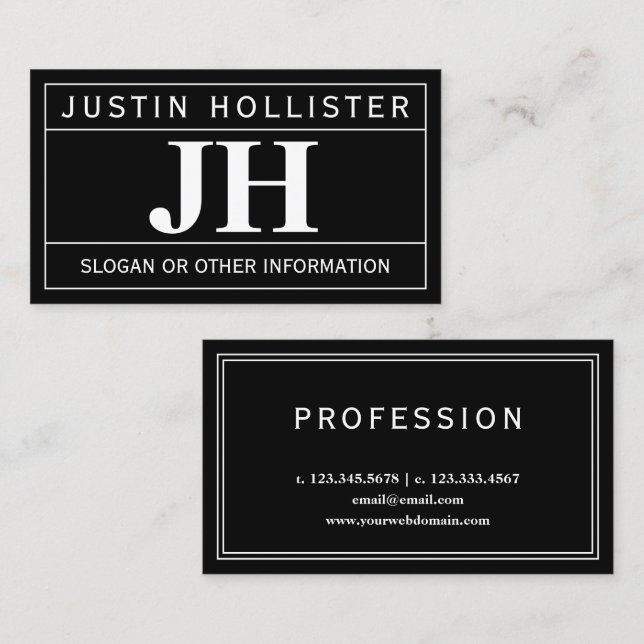 Modern Dristig Professionell | Svart & Vitt Visitkort (Fram/baksida)