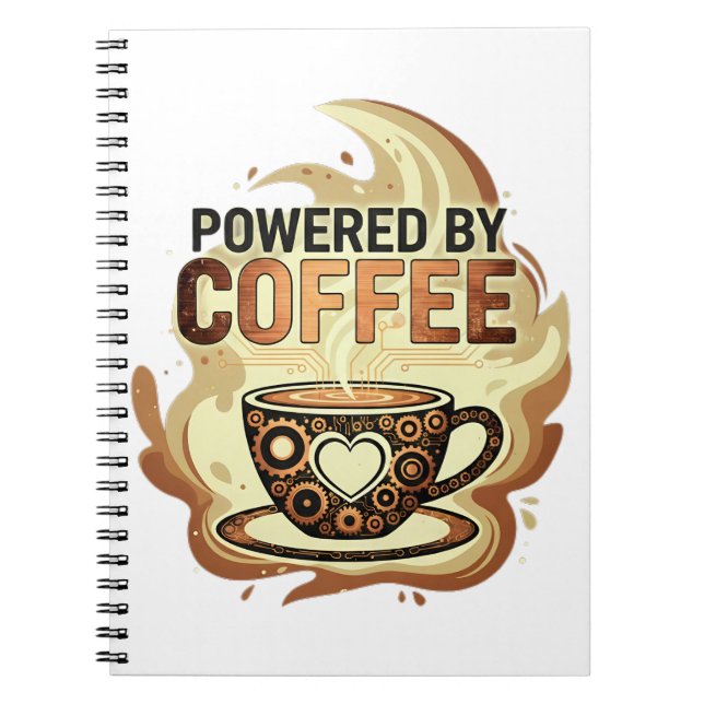 Modern - Drivs av Kaffe – Trendig Kaffe Typografi Anteckningsbok (Framsidan)