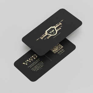 Modern Drone Operator Monogram Elegant Black Guld Visitkort