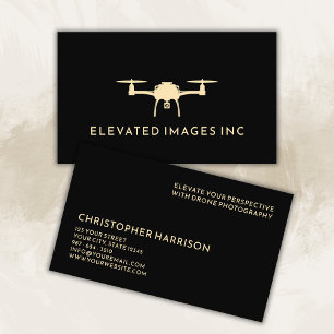 Modern Drone Operator Photography Black Guld Visitkort