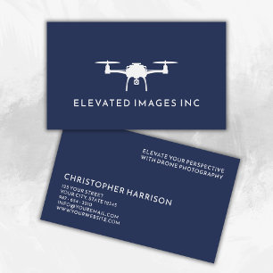 Modern Drone Operator Photography Navy White Visitkort