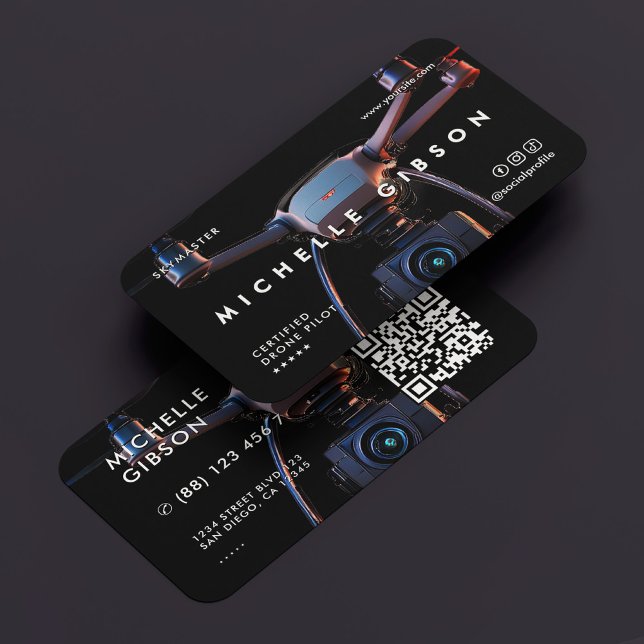 Modern Drone Operator Professionell UAV Pilot Visitkort (Modern Drone Operator Professional UAV Pilot Business Card)