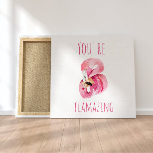 Modern du står inför Rosa Flamingo Canvastryck