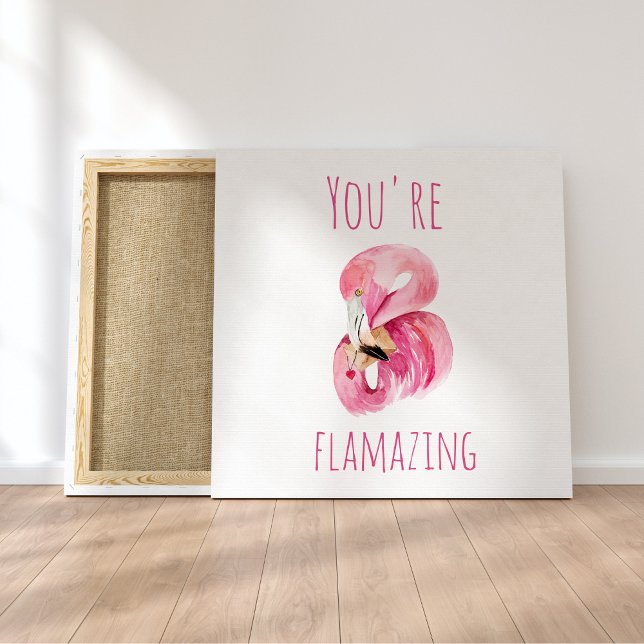 Modern du står inför Rosa Flamingo Canvastryck (Skapare uppladdad)