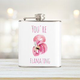 Modern du står inför Rosa Flamingo Fickplunta