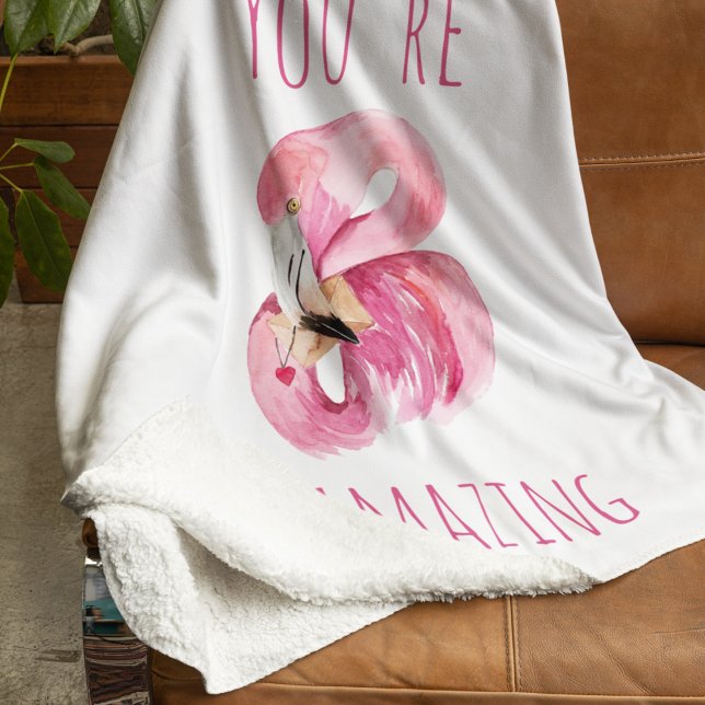 Modern du står inför Rosa Flamingo Fleecefilt (Skapare uppladdad)
