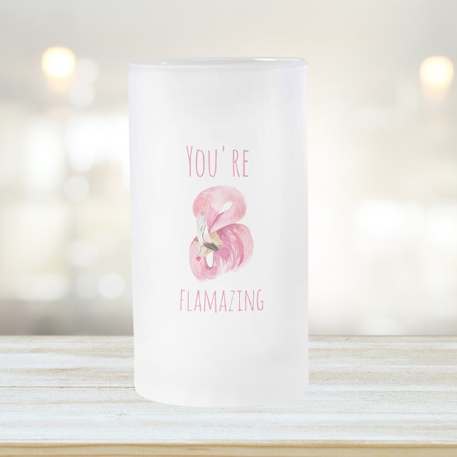Modern du står inför Rosa Flamingo Frostat Ölglas (Skapare uppladdad)