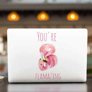 Modern du står inför Rosa Flamingo HP Laptopskin