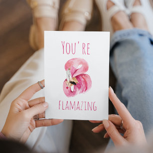Modern du står inför Rosa Flamingo Julkort