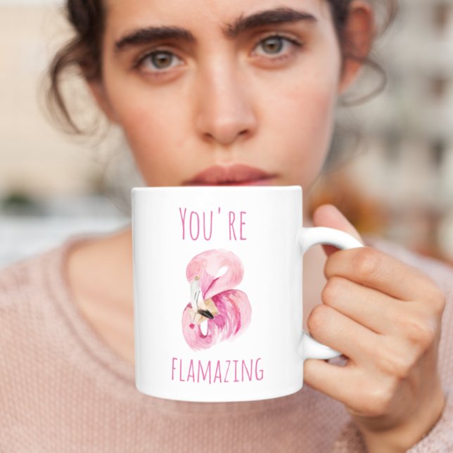 Modern du står inför Rosa Flamingo Kaffemugg (Skapare uppladdad)