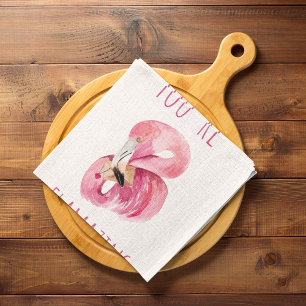 Modern du står inför Rosa Flamingo Kökshandduk