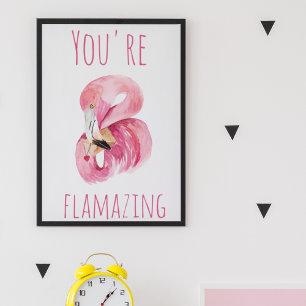 Modern du står inför Rosa Flamingo Poster