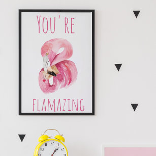 Modern du står inför Rosa Flamingo Poster