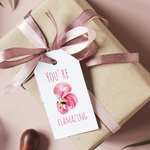 Modern du står inför Rosa Flamingo Presentetikett