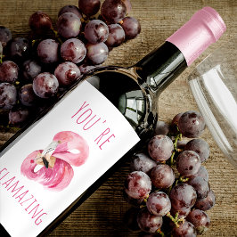 Modern du står inför Rosa Flamingo Vinflaska Etikett