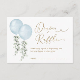 Modern dubbel blå ballong Eucalyptus Diaper Raffle Tilläggskort