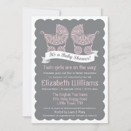 Modern dubbelbarns baby shower inbjudan