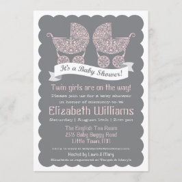 Modern dubbelbarns baby shower inbjudan