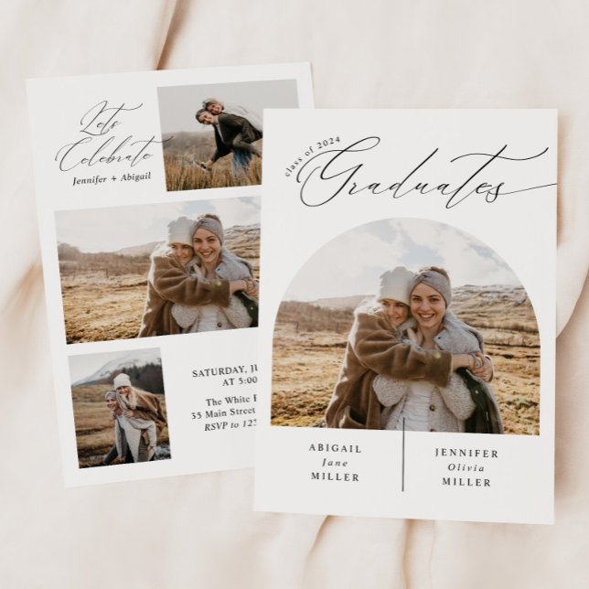 Modern Dubbla Firande Photo Studentfest Inbjudningar (Skapare uppladdad)