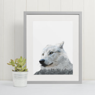 Modern Dubbla för svartvit Varg Poster